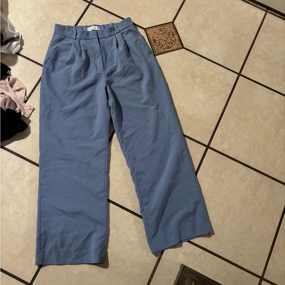 Abercrombie & Fitch Blue Trousers with Wide-Leg Design
